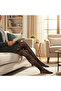 Black Lace Textured Thin Fishnet Pantyhose – Elegant Floral Patterned Black Pantyhose - 8