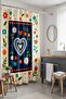 Bathroom Curtain, Navy Blue Heart Garden Patterned Shower Curtain, Bathtub Curtain 175X200Cm - 2
