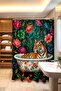 Bathroom Curtain, Floral Tiger Bath Patterned Shower Curtain, Bathtub Curtain 175X200Cm - 3
