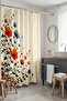 Bathroom Curtain, Orange and Blue Flowers Patterned Shower Curtain, Bathtub Curtain 175X200Cm - 2