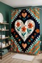 Bathroom Curtain, Ethnic Spring Heart Pattern Shower Curtain, Bathtub Curtain 175X200Cm