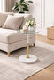 Glass Top Service Table with Marble Base - 2