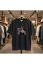 Strappy Girl Print Detailed Oversize T-Shirt Regular Fit 100% Cotton T-Shirt