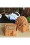 Rattan Bamboo Wicker Round Coasters Set of 6 & Decorative Cup Stand - 2