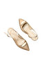 Women's Beige Satin Medium Heel Stiletto with Buckle New Season Hk1093 - 5