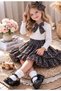 Girl's Floral Skirt Set, Festive Special Occasion Set - 3