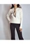 Women's Ecru Zero Collar Scarfed Wool Sweater Yy101310