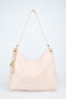 Women's Patternless Cream Charm Detailed Zipper Closure Hand and Shoulder Bag Toli