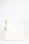 Women's Patternless White Charm Detailed Zipper Closure Hand and Shoulder Bag Toli