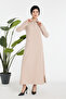 Zippered Collar Relaxed Fit Burgundy Long Dress