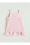 Pink square neck plaid ruffled girl's dress - 3