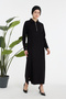 Zippered Collar Relaxed Fit Burgundy Long Dress - 2