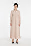 Zippered Collar Relaxed Fit Burgundy Long Dress - 4