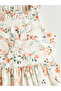 Yellow square neck floral bow girl's dress - 2