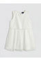 White Crew Neck Tulle Detailed Girls' Dress