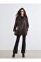 Esse Collection Brown Double-Breasted Collar Suede Look Women's Trench Coat - 2