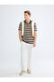 Brown Polo Neck Striped Men's T-Shirt - 3