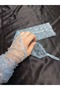 Vespera Sparkling Sequined Shahmaran Gloves Blue