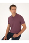 Purple Slim Fit 100% Cotton Non-Curling Buttoned Polo Collar Basic T-Shirt 50325323-Vr038 - 3
