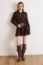 Women's Brown Belted Lace Detailed Mini Shirt Dress Elb-19002593 - 3