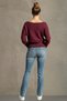 Women's Burgundy Boat Neck Soft Textured Knitwear Sweater - 7