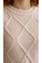 Women's Powder Crew Neck Diamond Patterned Knitwear Sweater - 7
