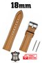 18mm Light Brown Tan Genuine Leather Watch Band Strap