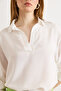 Women's White V-Neck Woven Viscose Flowy Blouse Blz-19003239 - 5