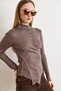 Women's Mink Button Detailed Soft Textured Draped Knitwear Sweater Kzk-19001137 - 4