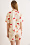 Women's Lip Cream 100% Cotton Shorts Pajama Set Pjm-00000027 - 6