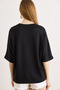 Women's Black Modal Keyhole Batwing T-Shirt with Stitching Detail Tsh-19000941 - 5