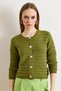 Women's Oil Green Gold Button Detailed Lace-Like Knit Thick Knitwear Cardigan Hrk-19000487 - 2