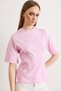 Women's Pink Crew Neck Cotton Peplum T-Shirt TSH-19000943 - 3