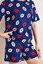 Women's Lip Navy Blue 100% Cotton Shorts Pajama Set Pjm-00000027 - 5