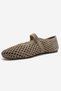 Ari̇an Green Suede Genuine Leather Perforated Women's Ballerina Shoes - 6