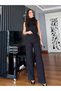 Black Trousers High Neck Blouse Set