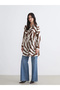Lcw Everyday Brown Patterned Belted Women's Shirt Tunic - 3