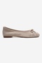 03 Beige Suede Genuine Leather Women's Ballet Flats - 4