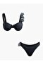 Chic Black Rose Detailed Bikini Set - 3