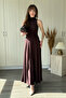 Halter Neck Pleated Elegant Maxi Dress - 8