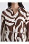 Lcw Everyday Brown Patterned Belted Women's Shirt Tunic - 4