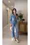 Zr Diesla Blue V-Neck Denim Jumpsuit with Pocket Detail