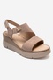 Sophie Beige Suede Genuine Leather Women's Wedge Heeled Sandals - 3