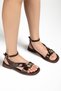 Women's Brown Wrinkled Patent Leather Ankle Strap Buckle Detailed Casual Sandals - 5