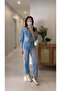 Zr Diesla Blue V-Neck Denim Jumpsuit with Pocket Detail - 4