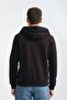 Black Men's Three Thread Non-Padded Zippered Hooded Sweatshirt - 7