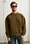 Coyotes men's crew neck kangaroo pocket organic cotton regular fit dark khaki sweatshirt - 5