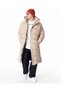 Oversize Long Cream Puffer Coat with High Collar Detail - 5