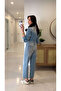 Zr Diesla Blue V-Neck Denim Jumpsuit with Pocket Detail - 3