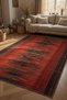 Red Black Abstract Brushstroke Patterned Modern Rug - Energetic Abstract Art Living Room Rug - 5